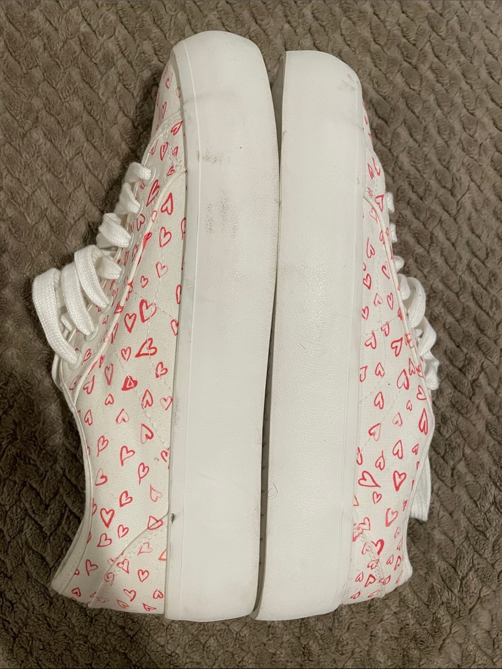 Joie White Sneakers with Pink Heart Print - Picture 5 of 7